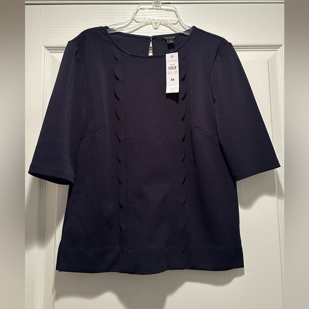 Ann Taylor Blue Boxy Blouse with Short Sleeves